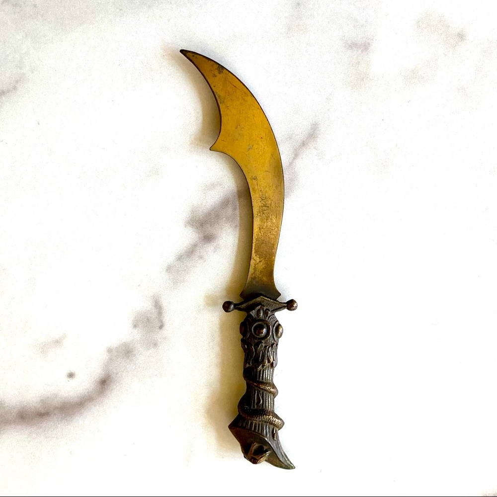 🐍 Vintage Brass Letter Knife Opener with SNAKE 🐍